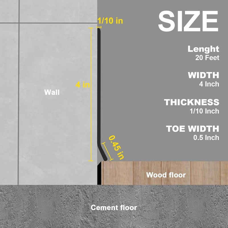 Risunpet Peel and Stick Molding Baseboard Trim, 4 Inch Flexible Baseboard Molding Trim, Self-Adhesive Vinyl Wall Base Molding Trim(20Ft, Black) - Image 2